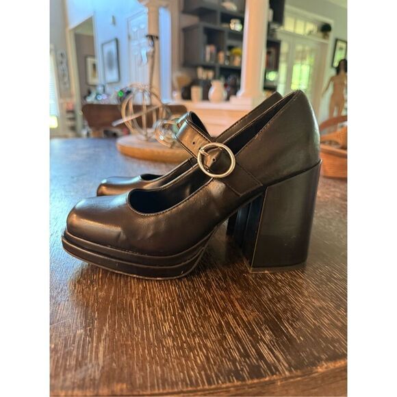 Steve Madden Y2K Black Odart Platform Chunky Heel Mary Janes sz 7.5 EUC - Picture 4 of 6